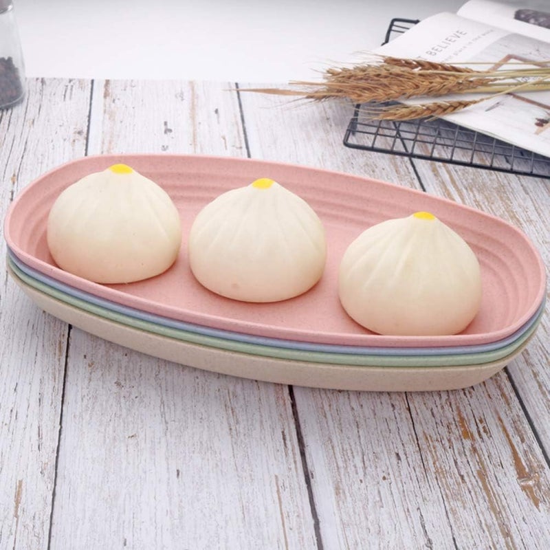 comfrt Food Platter Plate Fish Steak Meat Vegetables Serving Shatter Resistant Wheat Straw Dish Colorful Buffet Plate for Home Kitchen Restaurant Random Color - Image 5