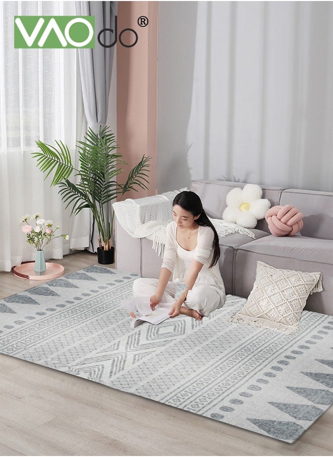 VAOdo - Area Rug Living Room Rugs Large Soft Machine Washable Boho Moroccan Farmhouse Neutral Stain Resistant Indoor Floor Rug Carpet for Bedroom Under Dining Table Home Office House Decor 80*120CM - Image 1