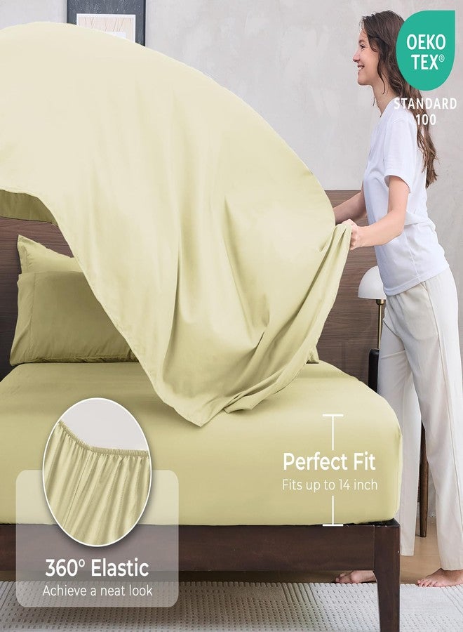 HEVUMYI Cream Yellow Queen Comforter Set - 7-Piece All Season Bed in a Bag Queen, Ultra Soft Bedding Set with Comforter, Flat Sheet, Fitted Sheet, Pillowcases, Pillow Shams - Image 5
