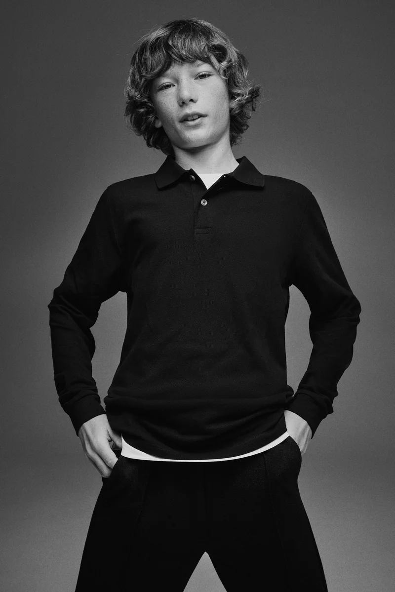 H&M Long-sleeved cotton polo shirt