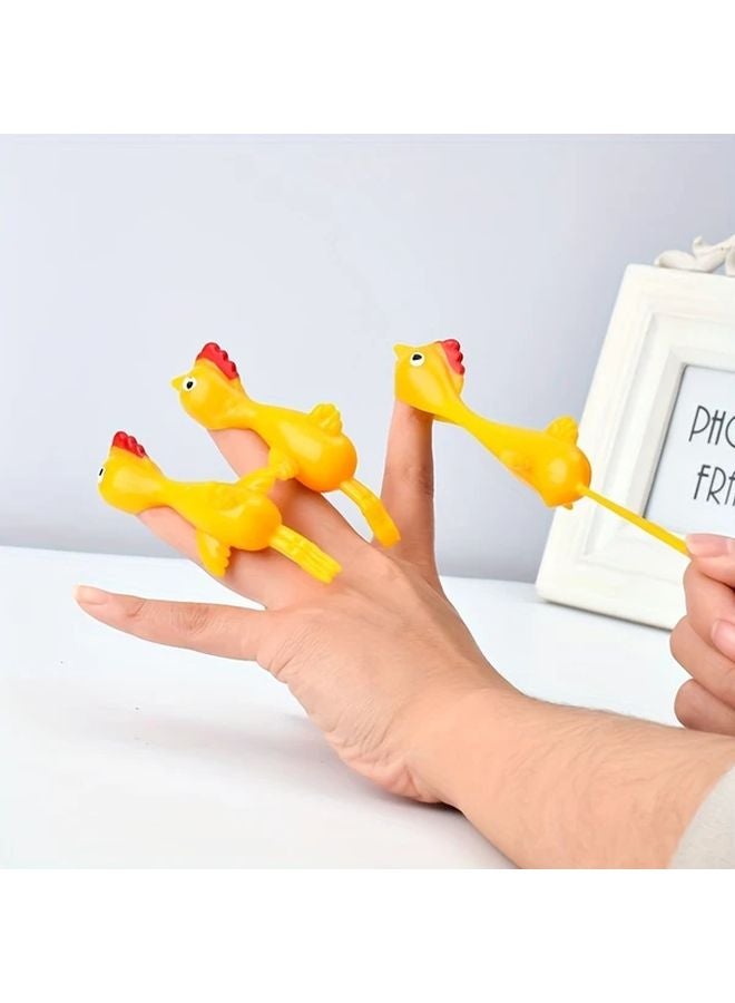 3Pcs Catapult Chick Rubber Chicken Finger Slingshot Toy Fun Prank Gag - Image 3