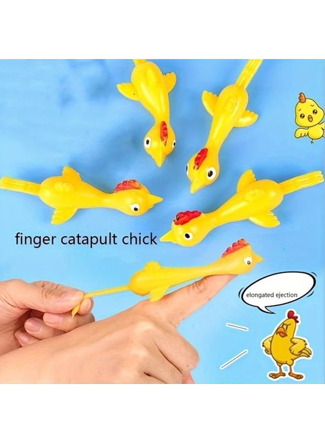 3Pcs Catapult Chick Rubber Chicken Finger Slingshot Toy Fun Prank Gag - Image 2