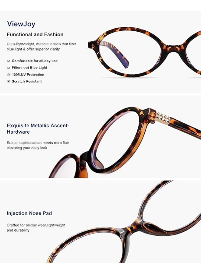 نظارات بيضاوية عتيقة الطراز للنساء، نظارات كمبيوتر عصرية، نظارات حجب الضوء الأزرق - Image 3