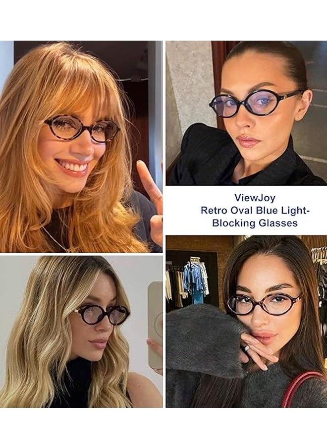 نظارات بيضاوية عتيقة الطراز للنساء، نظارات كمبيوتر عصرية، نظارات حجب الضوء الأزرق - Image 5