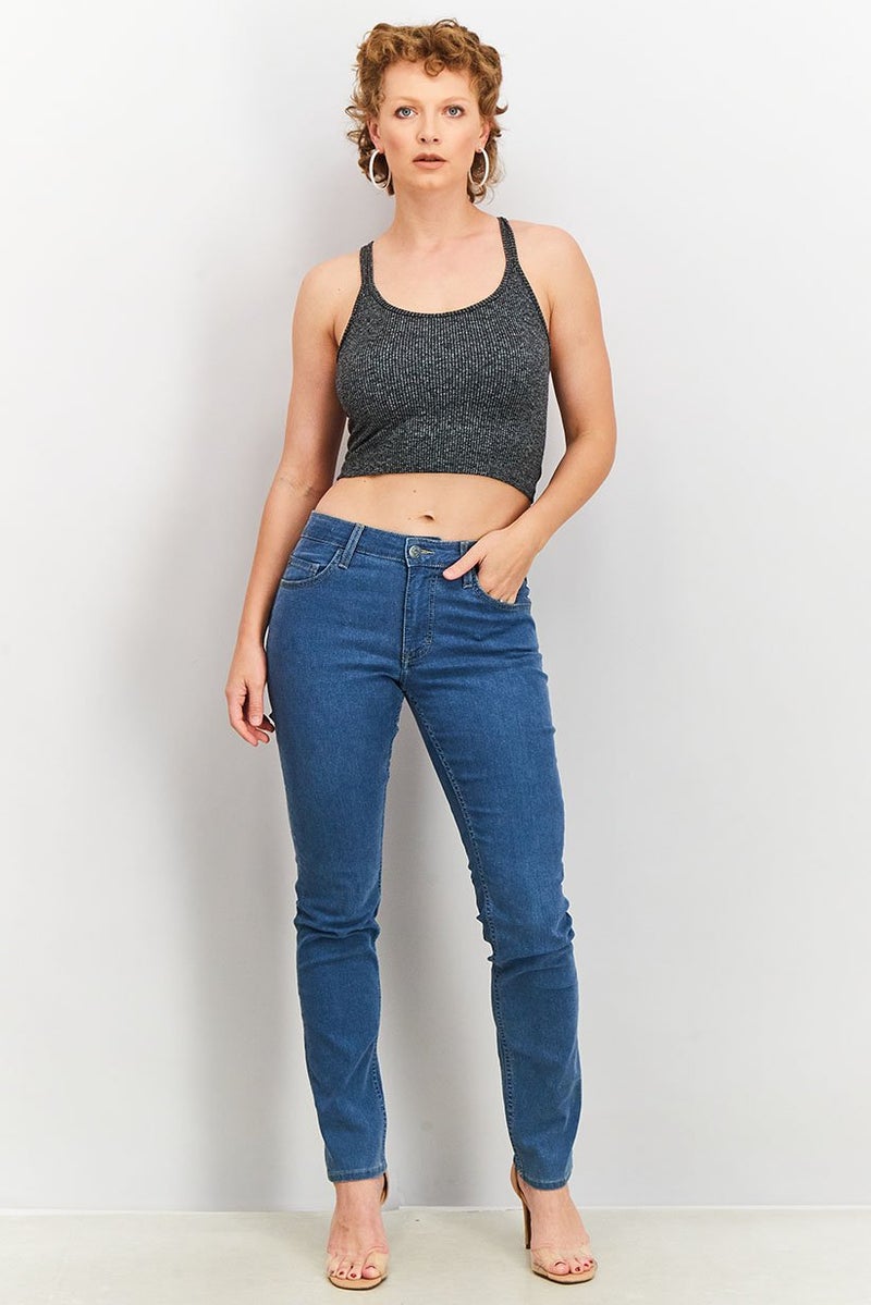 MUSTANG جينز ضيق بخمسة جيوب للنساء، مغسول باللون الأزرق - Image 4