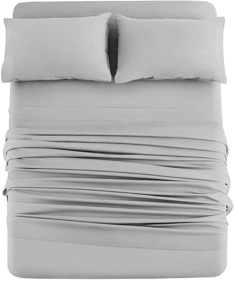 DAN RIVER King Jersey Sheet Set  100 Cotton TShirt Feel  Soft Breathable Deep Pocket Sheets 4 Piece Light Gray