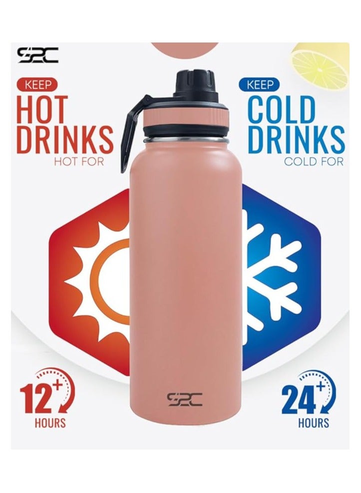 S2C Stainless Steel Water Bottle 1L,32oz Double Wall Vacuum Insulated Water Bottle, BPA Free Water Bottle for Kids School with Spout Lid - Thermos Water Flask for Hot Water, Water Bottles (ROSE PINK) - Image 3