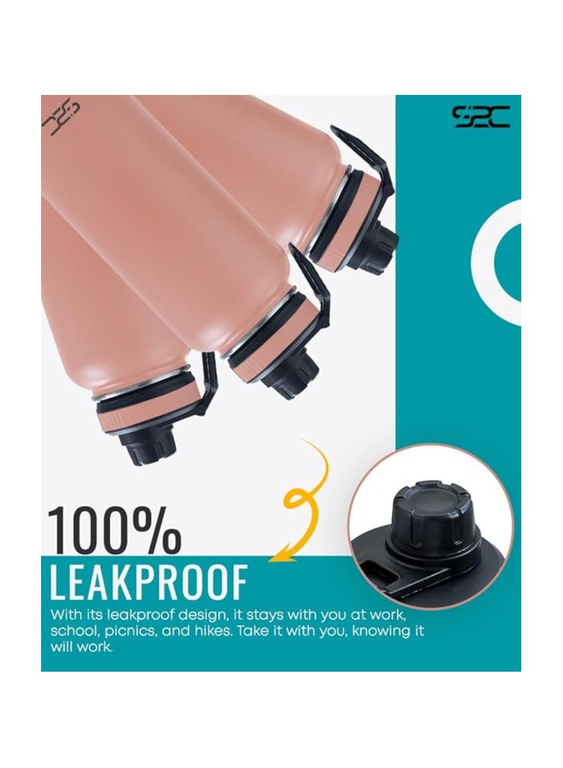 S2C Stainless Steel Water Bottle 1L,32oz Double Wall Vacuum Insulated Water Bottle, BPA Free Water Bottle for Kids School with Spout Lid - Thermos Water Flask for Hot Water, Water Bottles (ROSE PINK) - Image 4