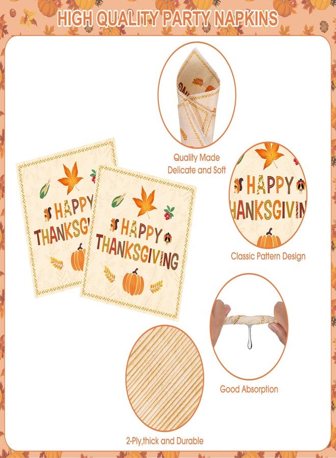 Litmitfu 102 Pcs Thanksgiving Party Supplies Sets - Includes Happy Thanksgiving Dinner Paper Plates Napkins, Give Thanks Banner Dessert Plates Cups Tablecloth for Fall Thanks Giving Party Decorations, Serve 25 - Image 4
