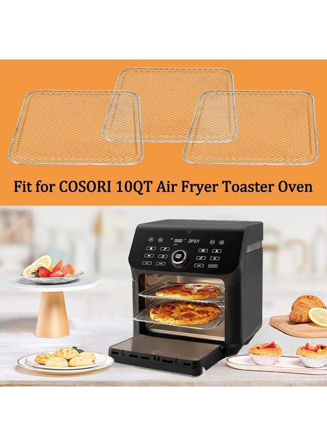 ALJ 3PCS Air Fryer Oven Mesh Rack for COSORI 10QT Air Fryer Toaster Oven, Premium Dehydrator Rack Shelf Grid Grill Pan Crisper Cooking Plate Tray Insert Grate for COSORI Air Fryer, Dishwasher Safe - Image 2
