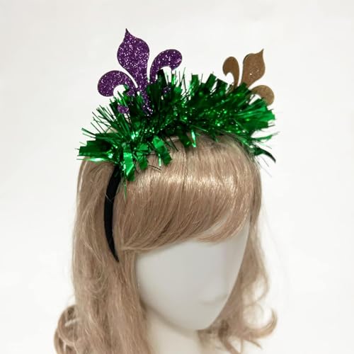 VCOOOL Mardi Gras Headbands Carnival Headband Costume Green Purple Top Hat Headband Clown Hat Headband for Women and Children, Large - Image 3