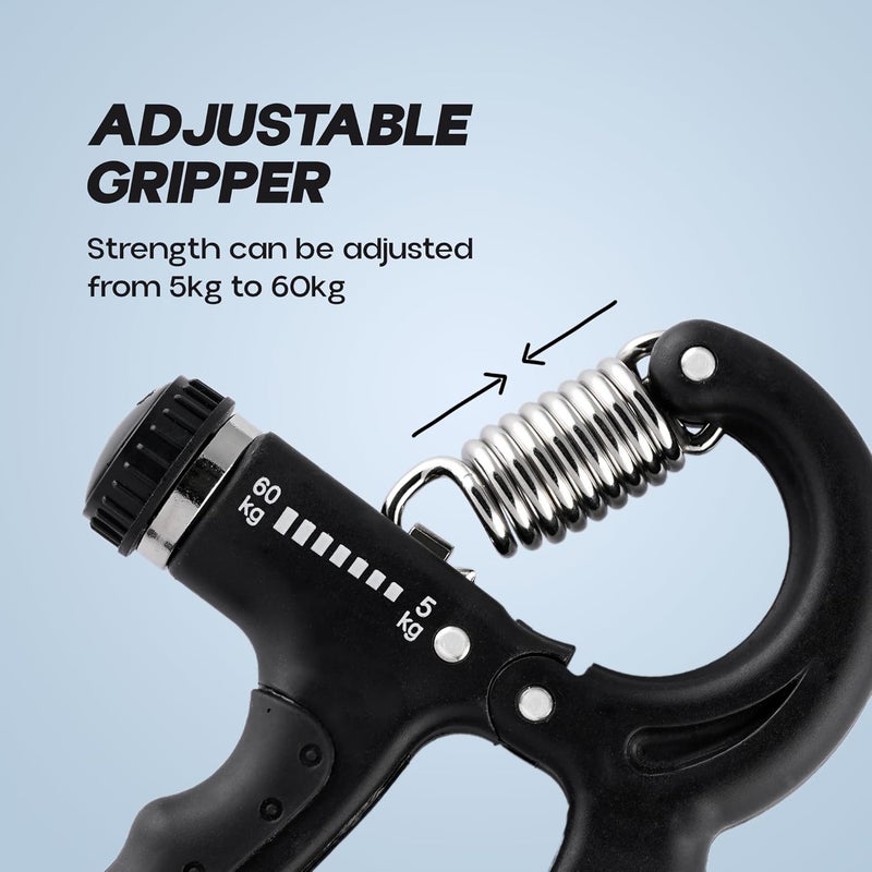 KONEX Adjustable Hand Gripper Strengthener for Men & Women | Hand Exercise Equipment for Home and Gym Workouts (With Counter, Black) - Image 3