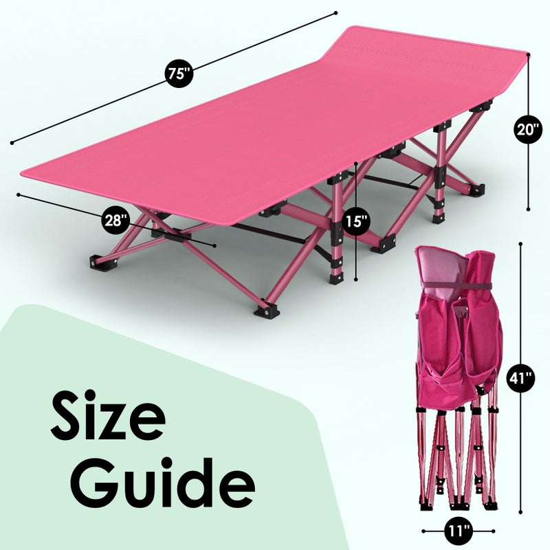 Suteck Camping Cot, Folding Camping Cot Bed for Adults Sleeping 1200D Double Layer Oxford Portable Folding Outdoor Cots for Camping W/Soft Pad Carry Bag for Home Office Nap Beach Travel, 500LBS, - Image 2