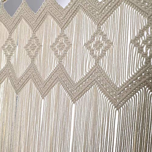 Achart Macrame Doorway Curtains Wall Hanging Window Curtain Panels Closet Room Divider Boho Wedding Decor Backdrop Macrame Valance Boho Kitchen Valance (Ivory White, 33.4''W x 35.4''H) - Image 4