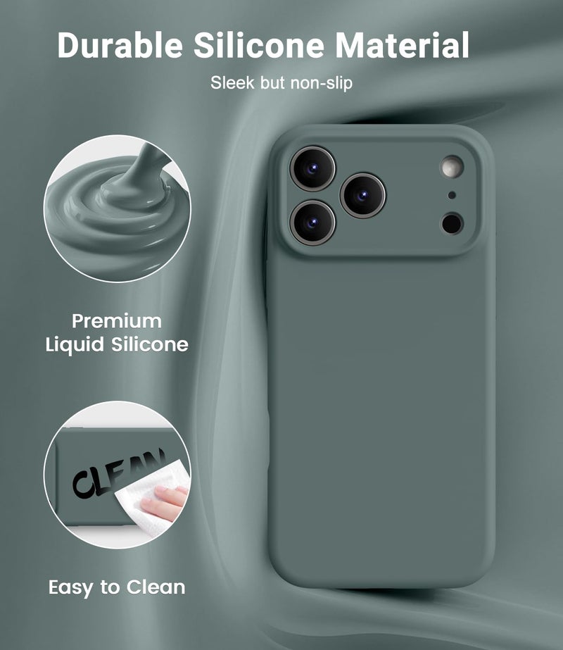OTOFLY Magnetic for iPhone 17 Pro Max Case,Compatible with Magsafe,Classic Liquid Silicone Mobile Phone Case,Integrated Camera Control Button,Anti-Scratch Microfiber Lining, Pine Green - Image 3