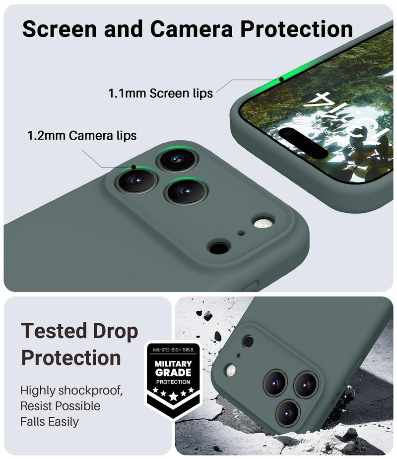 OTOFLY Magnetic for iPhone 17 Pro Max Case,Compatible with Magsafe,Classic Liquid Silicone Mobile Phone Case,Integrated Camera Control Button,Anti-Scratch Microfiber Lining, Pine Green - Image 5