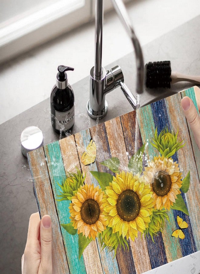 JCVUK Vintage Rustic Daisy Placemats Set of 4, Vintage Wood Board Linen Placemats 12x18 Inch Sunflowers Table Mats for Dining Farmhouse Kitchen Party Decor Home Decor - A04 - Image 5