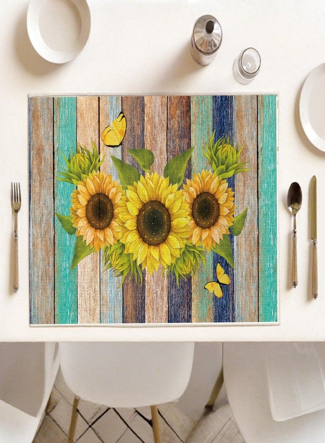 JCVUK Vintage Rustic Daisy Placemats Set of 4, Vintage Wood Board Linen Placemats 12x18 Inch Sunflowers Table Mats for Dining Farmhouse Kitchen Party Decor Home Decor - A04 - Image 4
