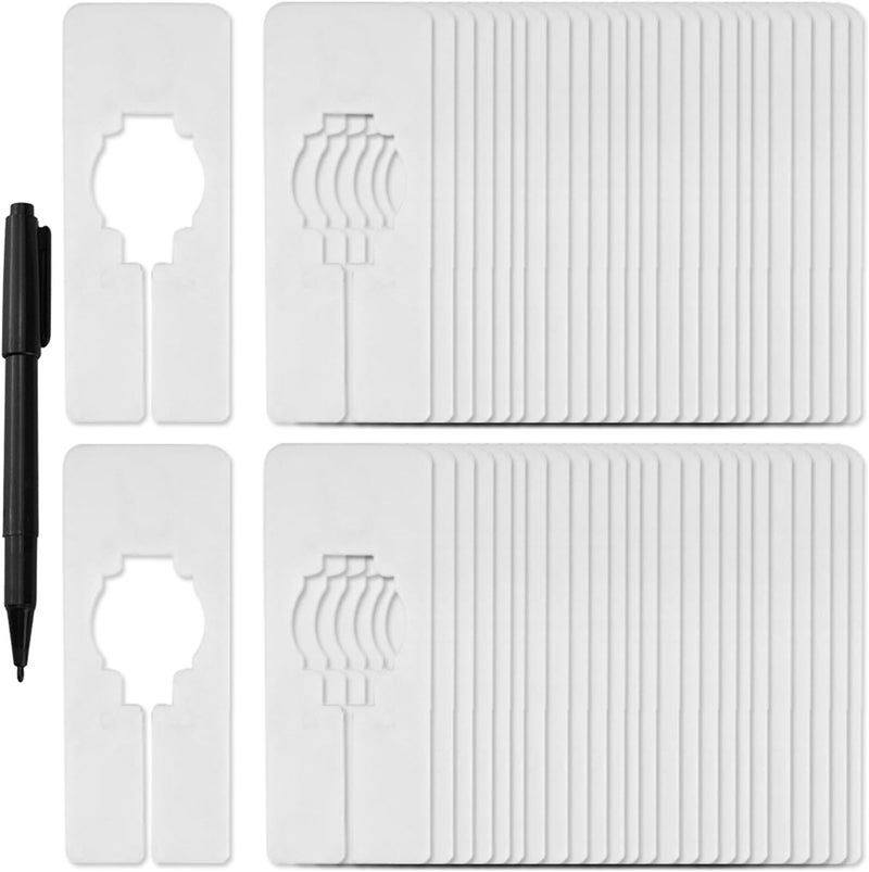 Blulu Blulu 50 Pack Closet Rack Dividers Rectangular with a Marker Pen White Clothing Hanger Dividers Writable and Reusable for Sorting Clothing Size Color - Image 1