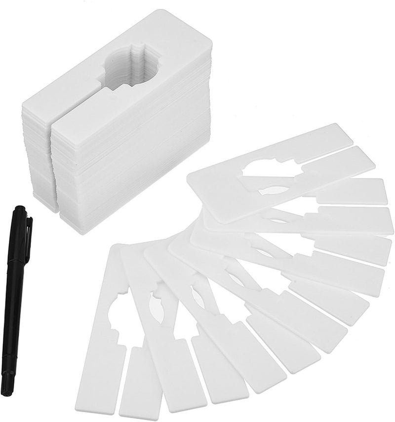Blulu Blulu 50 Pack Closet Rack Dividers Rectangular with a Marker Pen White Clothing Hanger Dividers Writable and Reusable for Sorting Clothing Size Color - Image 5