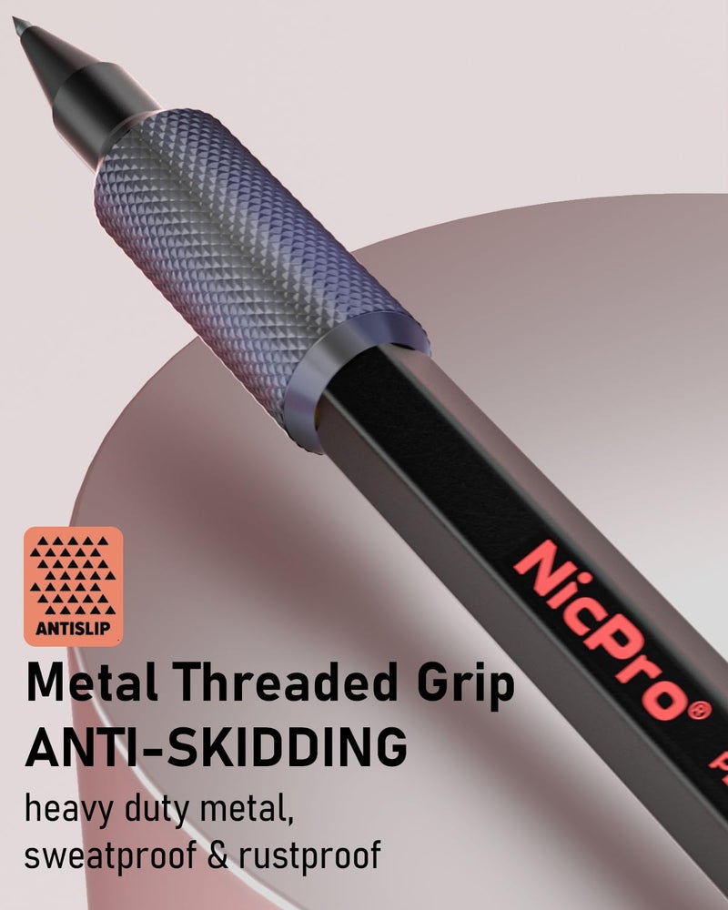 Nicpro 5 Pack 2mm Mechanical Pencils Set with Case, 65 Graphite Lead Refills (6B 4B 2B HB 2H 4H), 72 Colored Lead, Erasers -Weatherproof Metal Barrel, Heavy Duty Carpenter Pencil For Drawing Sketching - Image 4