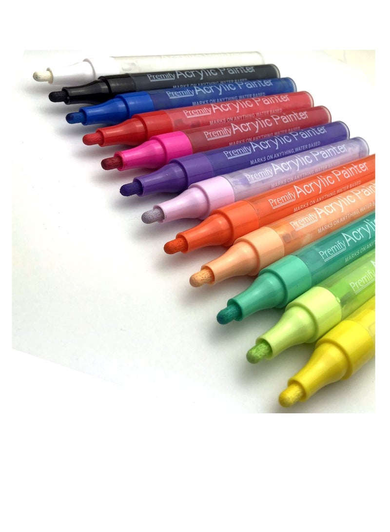 بريميفي مجموعة أقلام طلاء أكريليك مكونة من 12 لونًا للرسم الصخري - Image 2