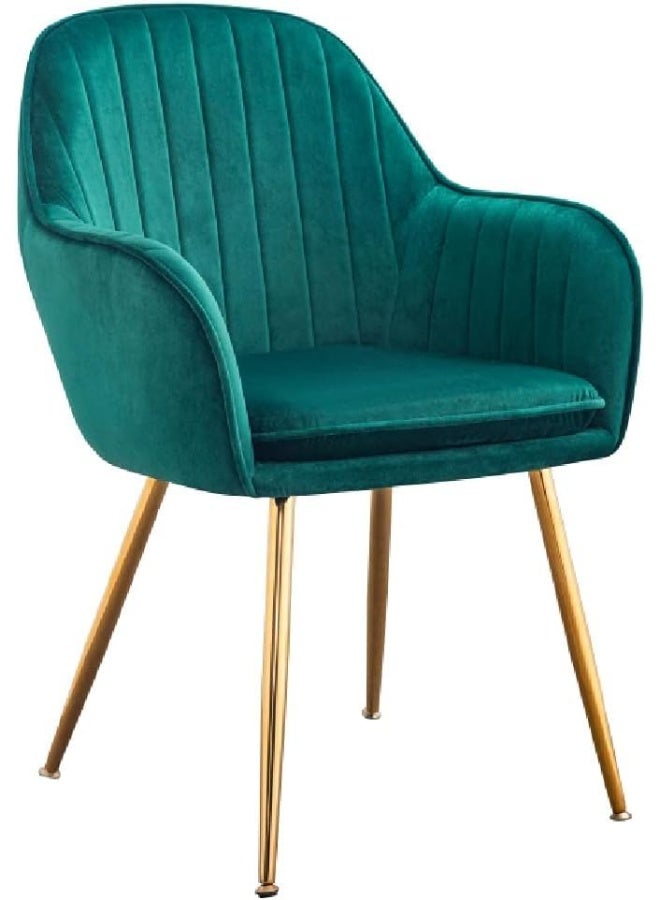 Comfynest Velvet Upholstered Kitchen Chair with Thick Cushions and Metal Legs – Perfect Armchair for Dining and Living Room (Green) - Image 1
