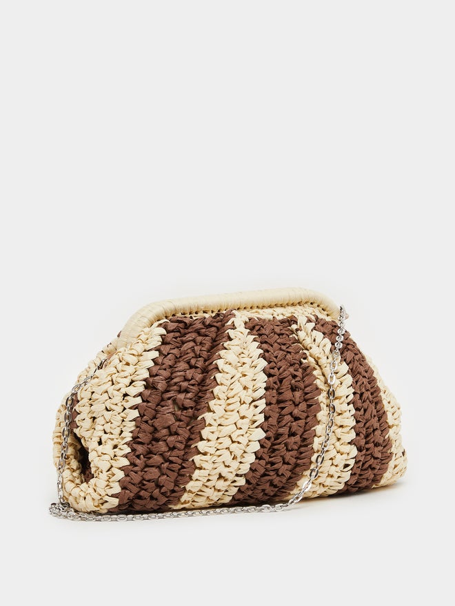Styli Styli Weave Design Straw Clutch with Chain Strap  - Image 1