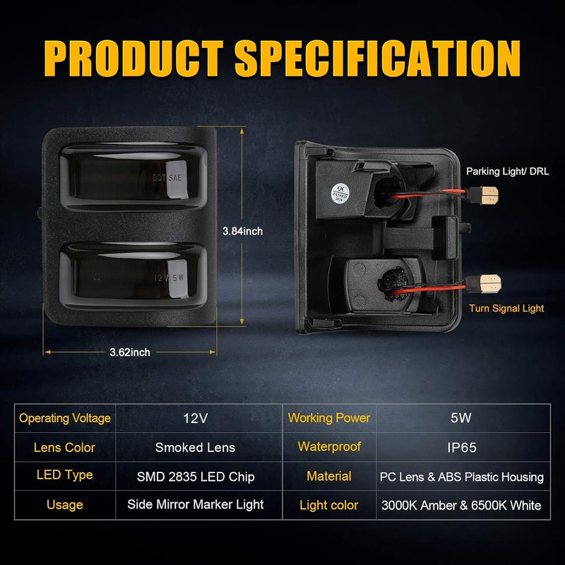 SUPAREE LED Sequential Switchback Side Mirror Marker Running & Turn Signal Light fit For 2008-2016 F250 F350 F450 F550 Super Duty Running light and Turn signal Aftermarket Replacement - Image 4