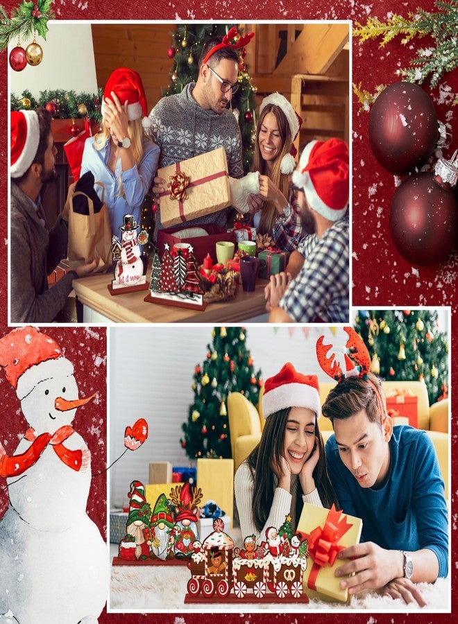 Realspring 6 Pcs Christmas Table Decorations Wood Centerpieces Decor Merry Christmas Gingerbread Gnome Xmas Tree Tabletop Standing Signs(Classic Style) - Image 5