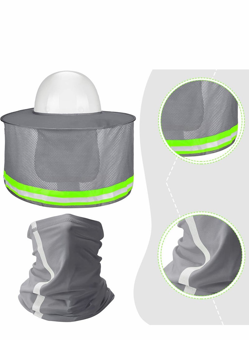 Generic Hard Hat Sun Shade Bandana Headband Face Scarf, UV Protection Arm Sleeves with Reflective Strap, set of 3, Not Included, Grey - Image 3