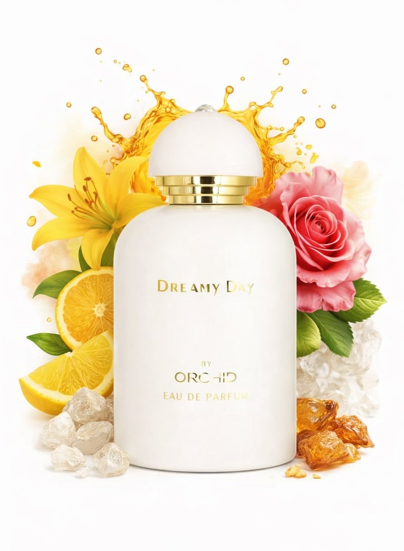 Orchid Dreamy Day Pour Femme Eau De Parfum 100ml Perfume for Women Long Lasting Citrus Floral Fragrance with Bergamot Pear Lily of the Valley Ylang Ylang Rose Musk Benzoin - Image 1