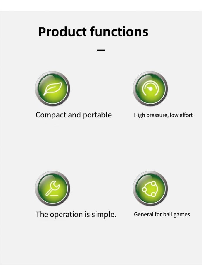 كيو زد مضخة هواء محمولة، أداة نفخ الكرة الرياضية، مضخة كرات متعددة الوظائف لكرة السلة وكرة القدم والكرة الطائرة، مضخة سوداء محمولة - Image 3