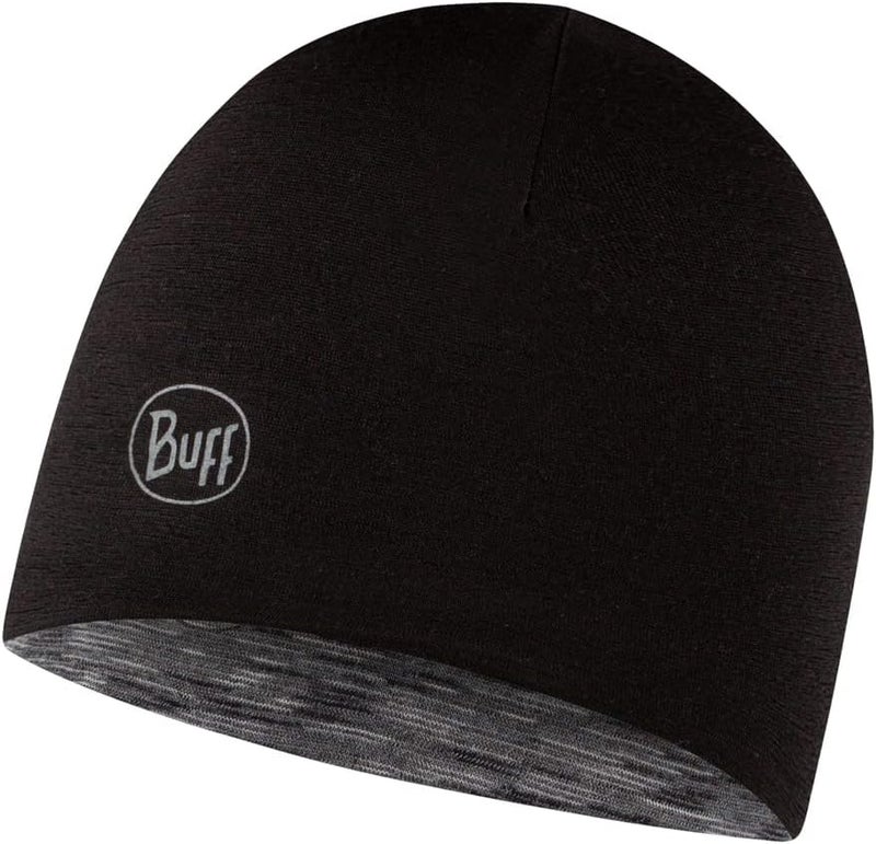 Buff LW Merino Wool Reversible Beanie Hat - Black-Graphite Multistripes - Image 1