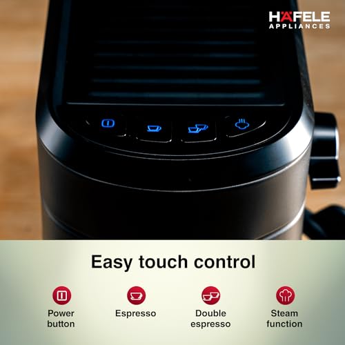 Hafele U-Kaffee Espresso Coffee Machine, 15-Bar Pressure, Removable Water Tank (1L), Single/Double Espresso, Cappuccino & Latte, Thermoblock Technology, 1450 W - Image 5
