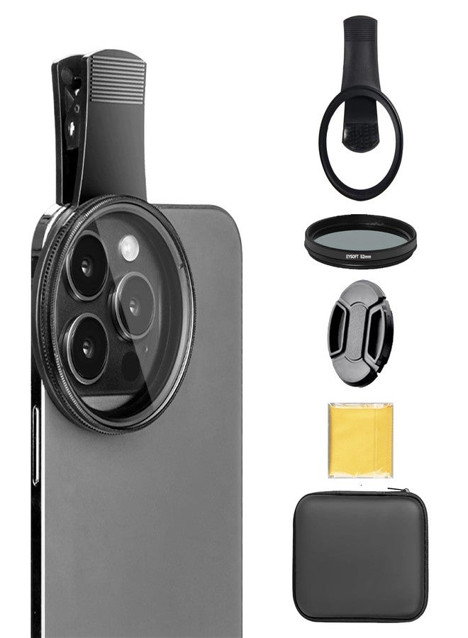 EYSOFT 52mm Clip-on CPL Phone Camera Lens Filter Kit, Circular Polarizer Polarizing Filter Compatible with iPhone 16 15 14 13 12 11,Upgrade Smartphones Portable Polarizer - Image 1