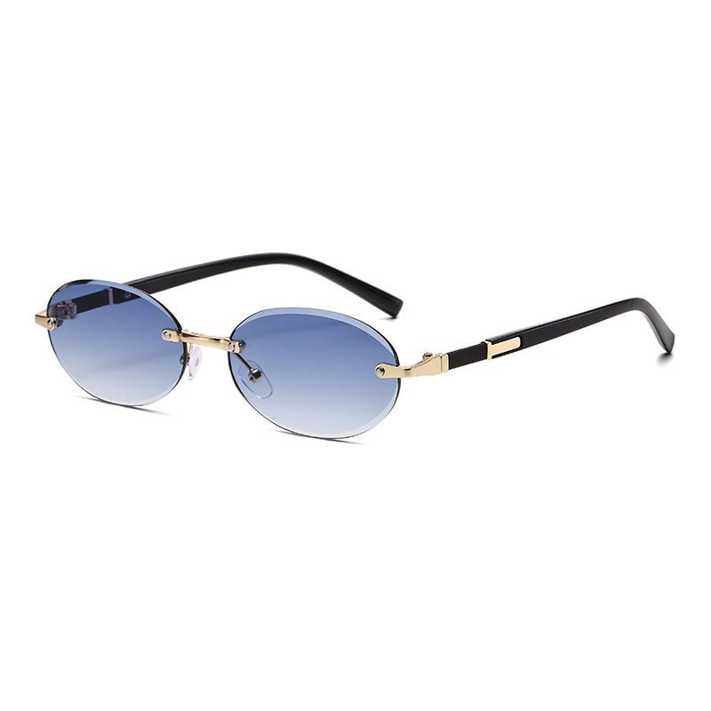 Generic Chic Oval Frame Sunglasses Unisex 2024 bluish c8 