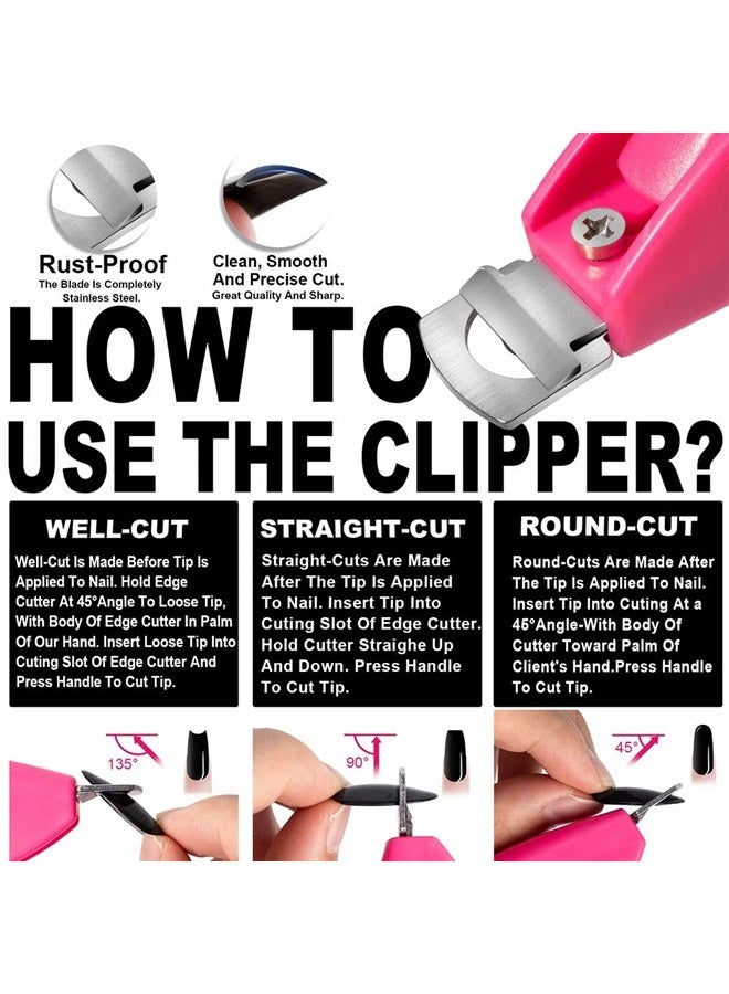 GA&EN Pink Adjustable Artificial Acrylic Fake Nail False Nail Tip Clipper Cutter Trimmer Manicure Pedicure Sharp Blade Clip Tool for Salon Home Nail Art Beauty Design DIY - Image 3