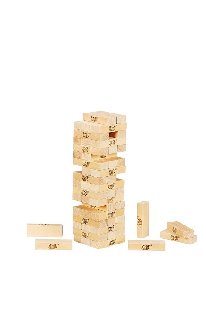 هاسبرو - جيمينج لعبة Jenga الكلاسيكية - 54 قطعة كتل خشبية صلبة أصلية ، لعبة حفلة برج التراص Jenga