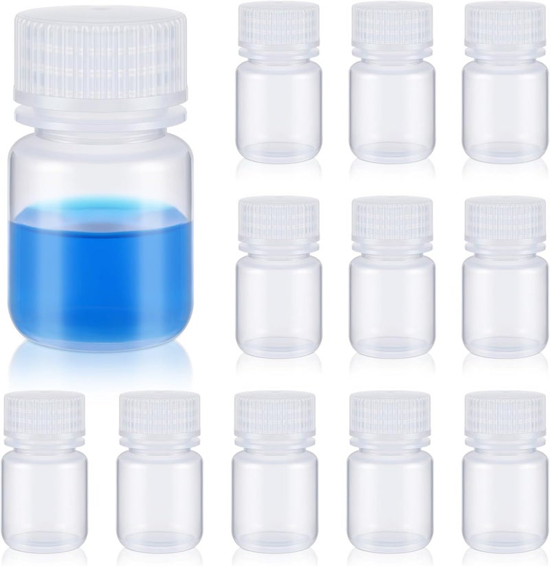 Tatuo 12 Pcs 1oz 30ml Polypropylene Wide Mouth Reagent Bottle Plastic Sample Bottles with Screw Caps Translucent PP Sample Containers with Lid for Liquids, Laboratory, Classroom, or Storage at Home Solid anti-deform - Image 1