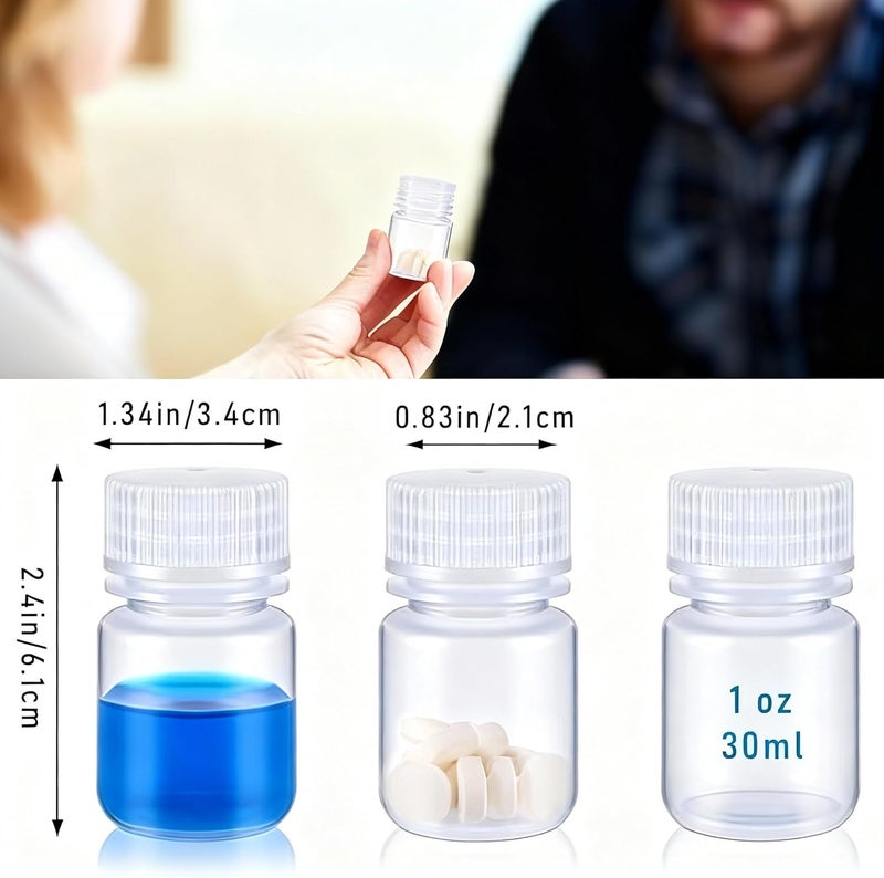 Tatuo 12 Pcs 1oz 30ml Polypropylene Wide Mouth Reagent Bottle Plastic Sample Bottles with Screw Caps Translucent PP Sample Containers with Lid for Liquids, Laboratory, Classroom, or Storage at Home Solid anti-deform - Image 2