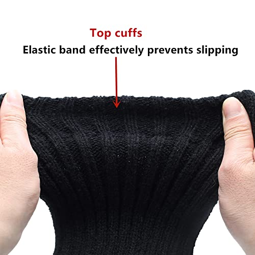 Leotruny Women's Winter Thick Knit Extra Long Thigh High Leg Warmers (C01-Black) - Image 4