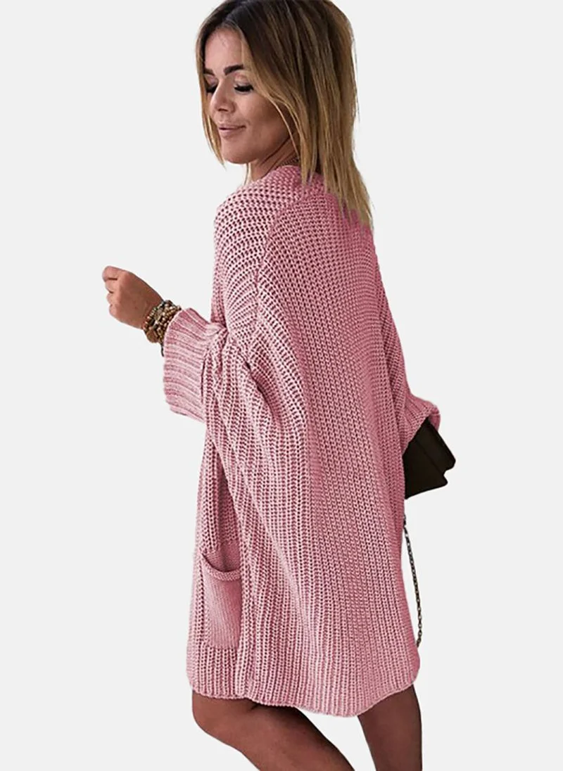 يونيكي Women Cable Knit Longline Front-Open Sweater