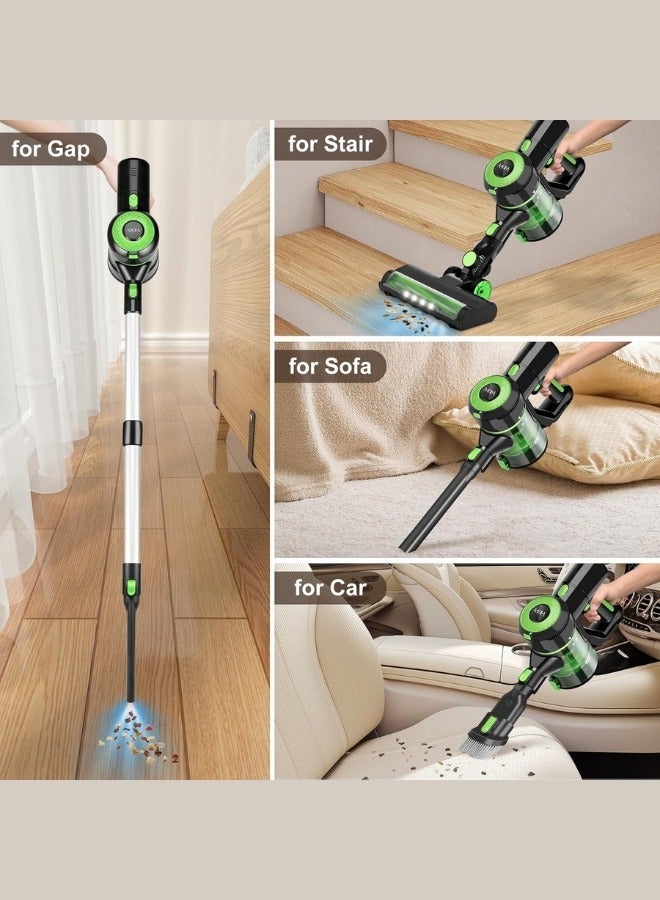 Denx Cordless Vacuum Cleaner, 8-in-1 Stick Vacuum Cleaner with Super Suction, 10Kpa Powerful Suction Vacuum with 35 Mins Runtime Detachable Battery, Vacuum Cleaners for Hardwood Floor Pet Hair Green - Image 5