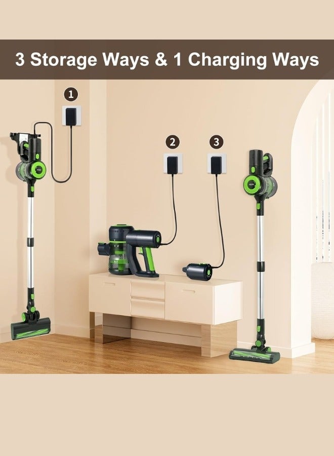 Denx Cordless Vacuum Cleaner, 8-in-1 Stick Vacuum Cleaner with Super Suction, 10Kpa Powerful Suction Vacuum with 35 Mins Runtime Detachable Battery, Vacuum Cleaners for Hardwood Floor Pet Hair Green - Image 1