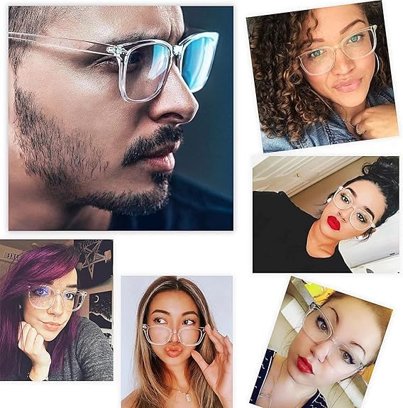 EYLRIM Square Frame Clear Lens Glasses Non Prescription Eyeglasses(A9 Transparent Purple) - Image 2