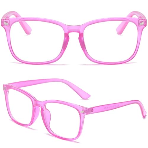 EYLRIM Square Frame Clear Lens Glasses Non Prescription Eyeglasses(A9 Transparent Purple) - Image 5
