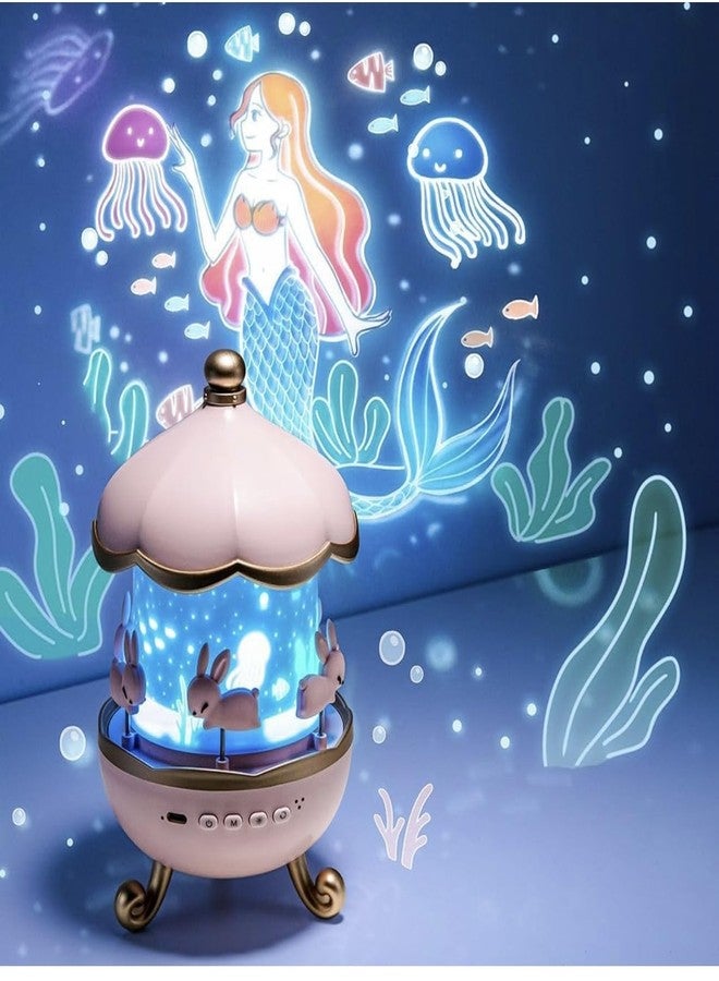 Richtots Premium Bunny Carousel Night Light Projector, 6 Set Films Rotating LED Lamp, Star Projection Light for A Magical Nursery Atmosphere, Rotatable Rabbit Night Lamp for Kids Room Decor - Image 3