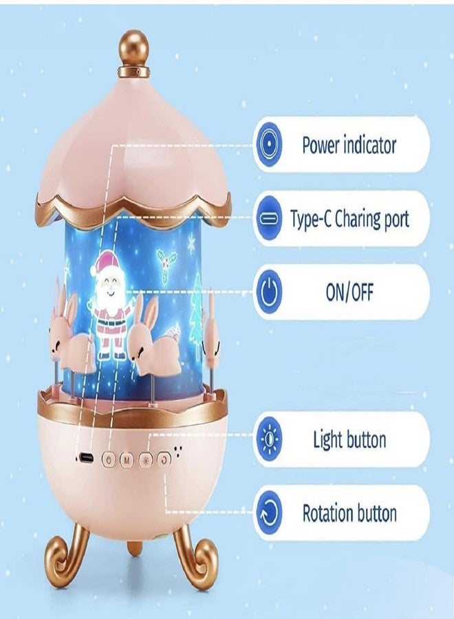 Richtots Premium Bunny Carousel Night Light Projector, 6 Set Films Rotating LED Lamp, Star Projection Light for A Magical Nursery Atmosphere, Rotatable Rabbit Night Lamp for Kids Room Decor - Image 4