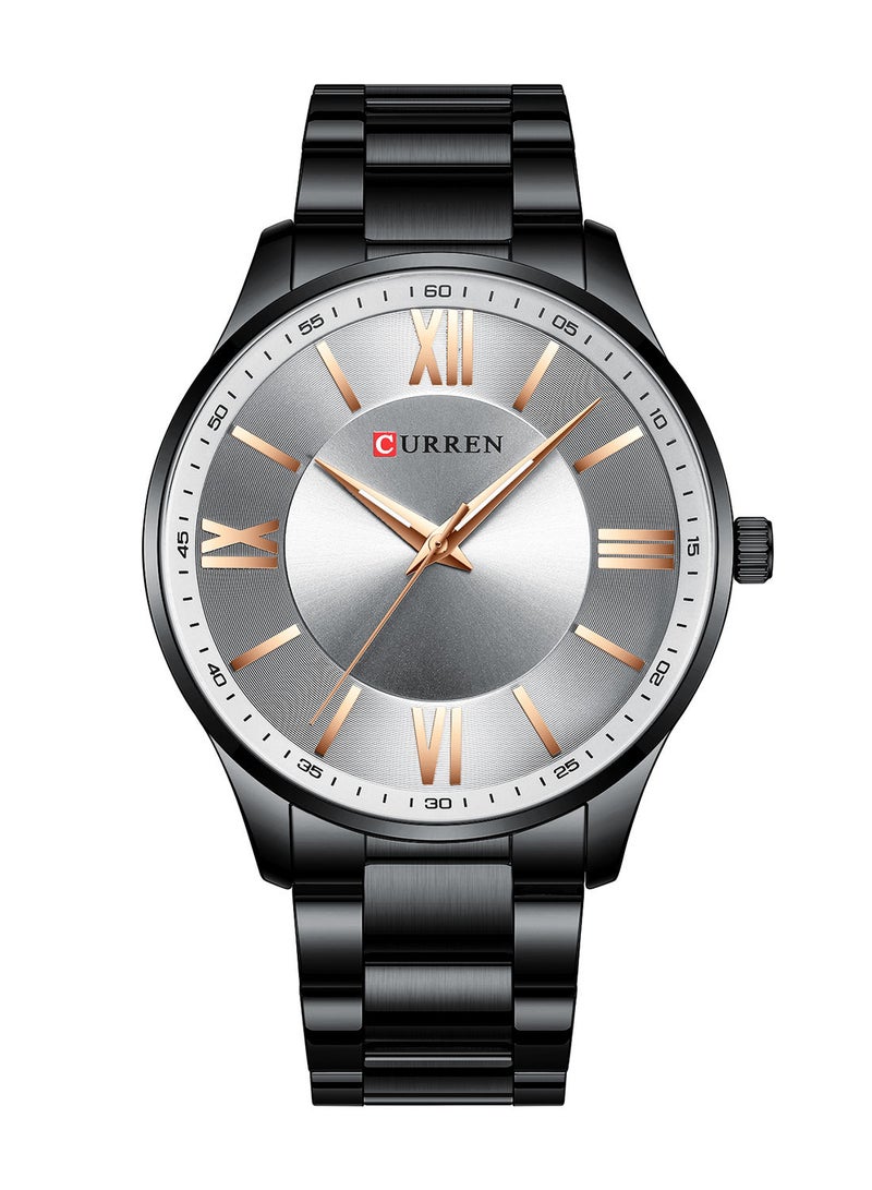 Men's Waterproof Stainless Steel BAnd Casual Quartz Watch 8383 - 44 mm - Black - Image 1